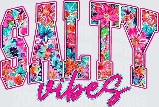 Salty Vibes Tropical Floral Typography Design