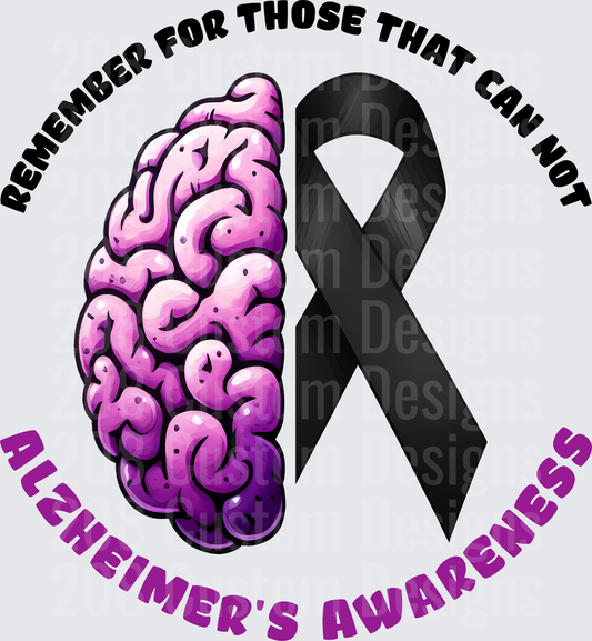 Alzheimer's Awareness Brain and Black Ribbon Memorial Design