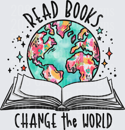 Read Books Change the World Earth Globe Open Book Design