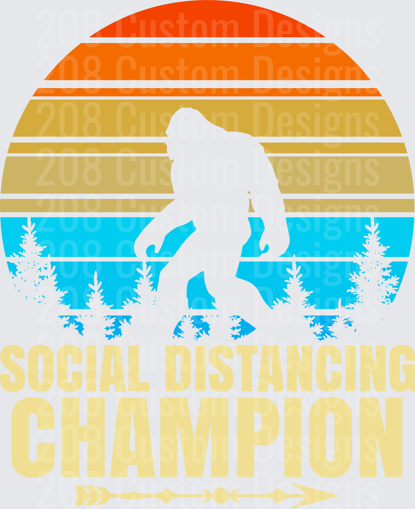 Social Distancing Champion Bigfoot Retro Sunset