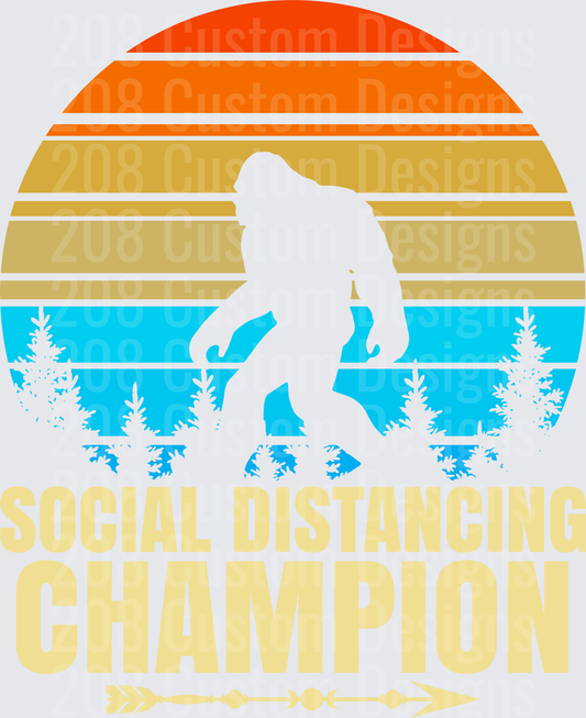 Social Distancing Champion Bigfoot Retro Sunset