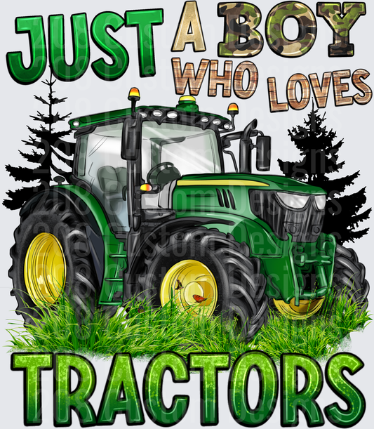 Just A Boy Who Loves Tractors Green Farm Tractor Design