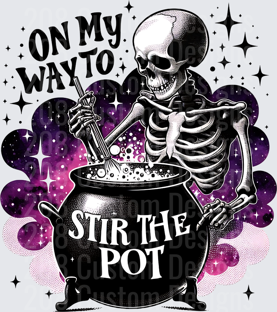 Skeleton Witch On My Way To Stir The Pot Halloween Design