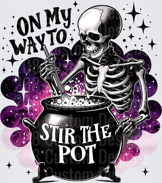 Skeleton Witch On My Way To Stir The Pot Halloween Design