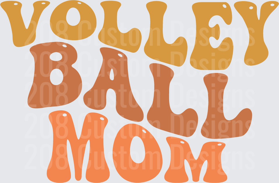 Retro Groovy Volleyball Mom Wavy Bold Typography