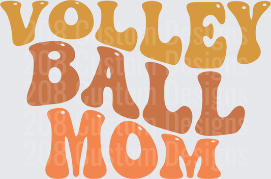 Retro Groovy Volleyball Mom Wavy Bold Typography