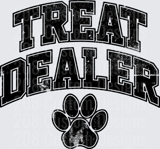 Treat Dealer Dog Paw Print Distressed Text