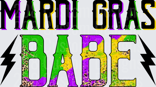 Mardi Gras Babe Lightning Bolt Festival Typography Design