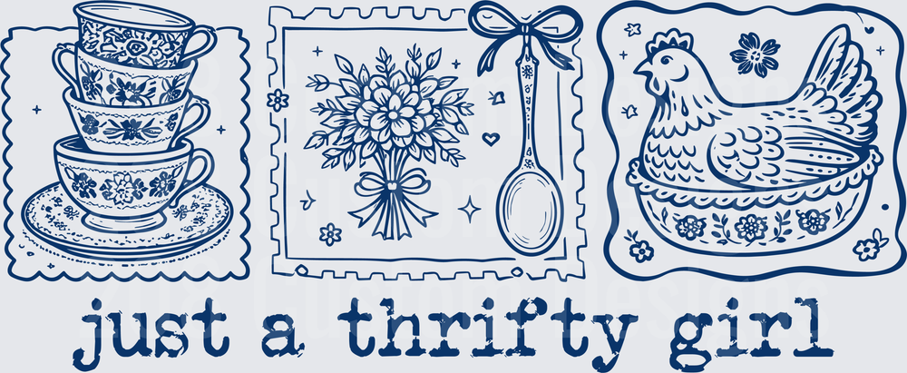 Just A Thrifty Girl Vintage Teacups Floral Spoon Rooster