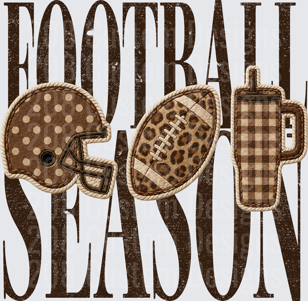 Football Season Distressed Leopard Plaid Patch