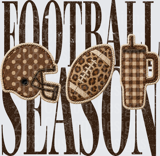 Football Season Distressed Leopard Plaid Patch