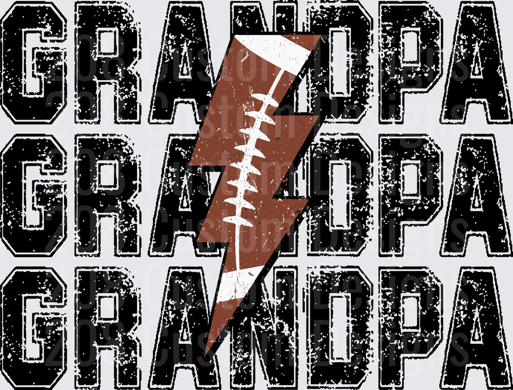 Football Grandpa Lightning Bolt Distressed Vintage Sports
