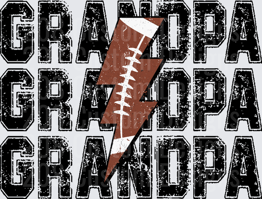 Football Grandpa Lightning Bolt Distressed Vintage Sports
