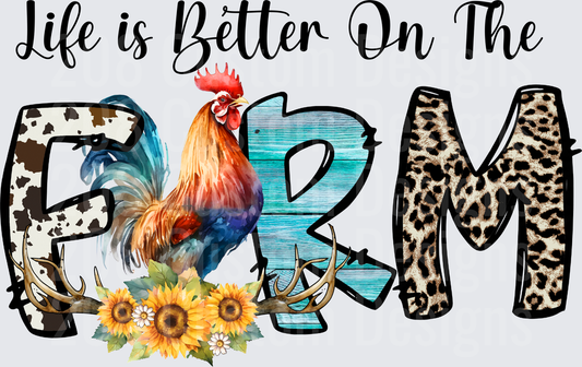 Life is Better On The Farm Rooster Sunflowers Leopard Print