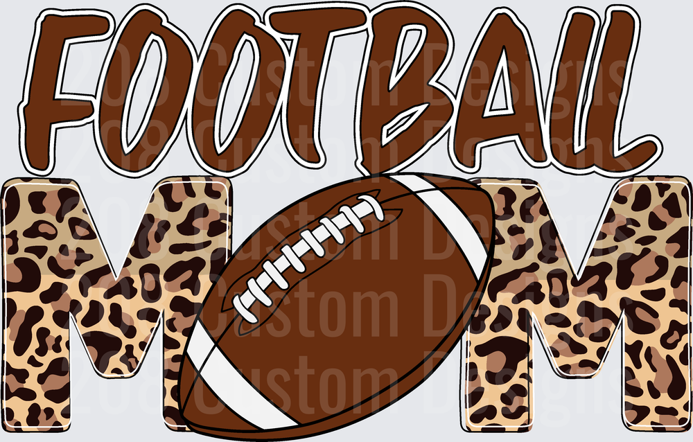 Football Mom Leopard Print Bold Graphic Design