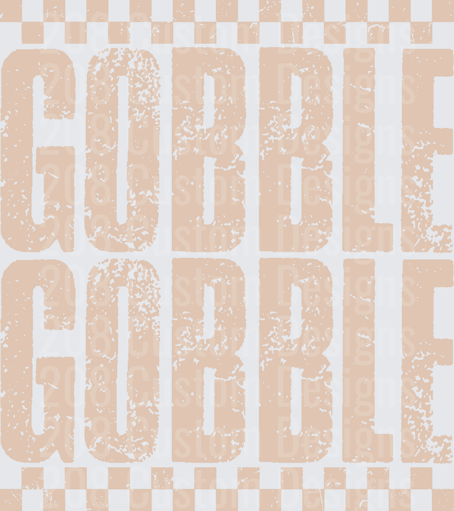 Gobble Gobble Distressed Retro Thanksgiving Checkered