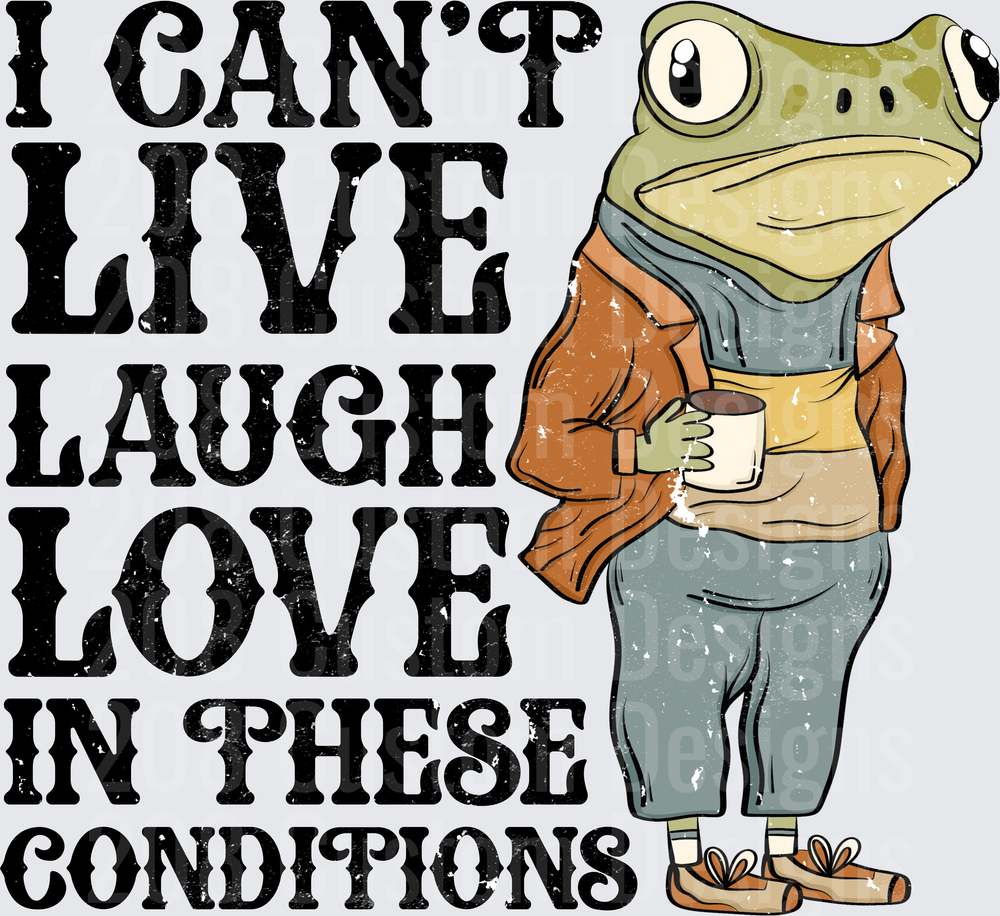 I Can't Live Laugh Love In These Conditions Frog Meme