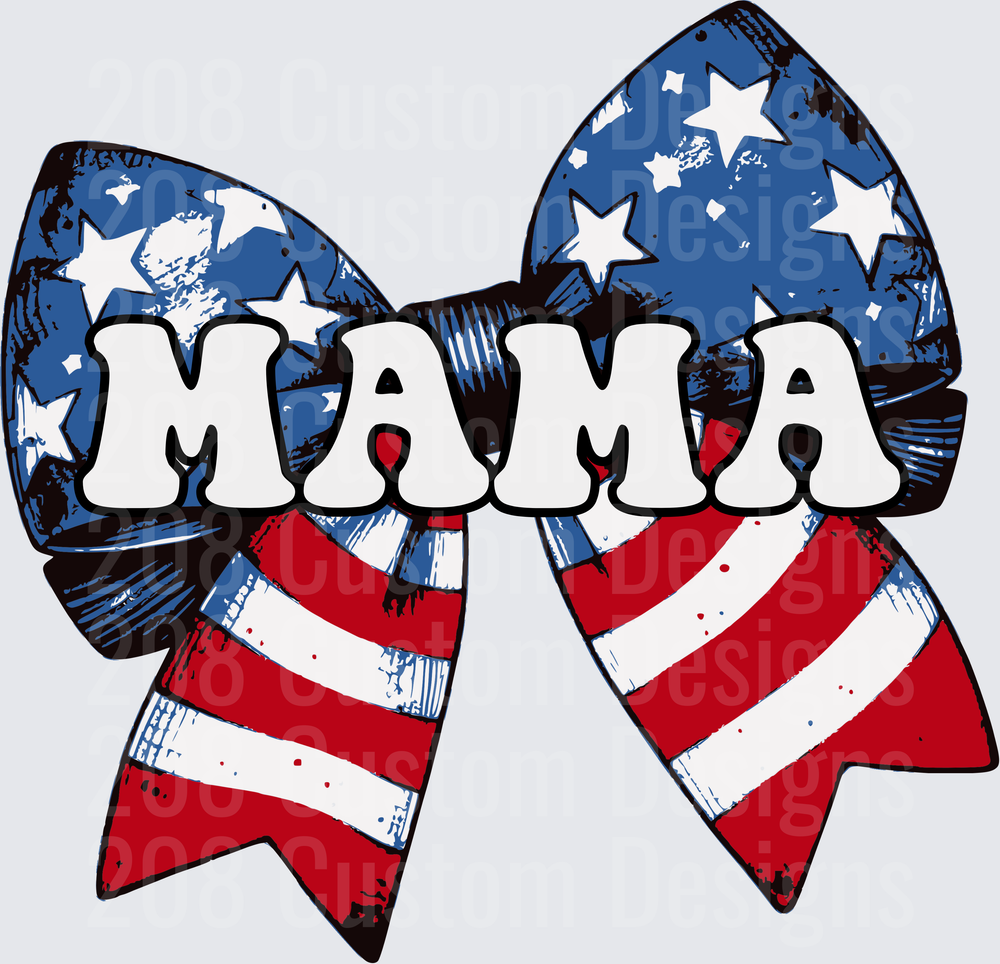 Mama Patriotic Bow American Flag Stars and Stripes