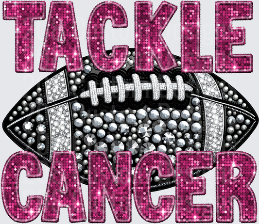 Tackle Cancer Pink Sequin Football Awareness Design