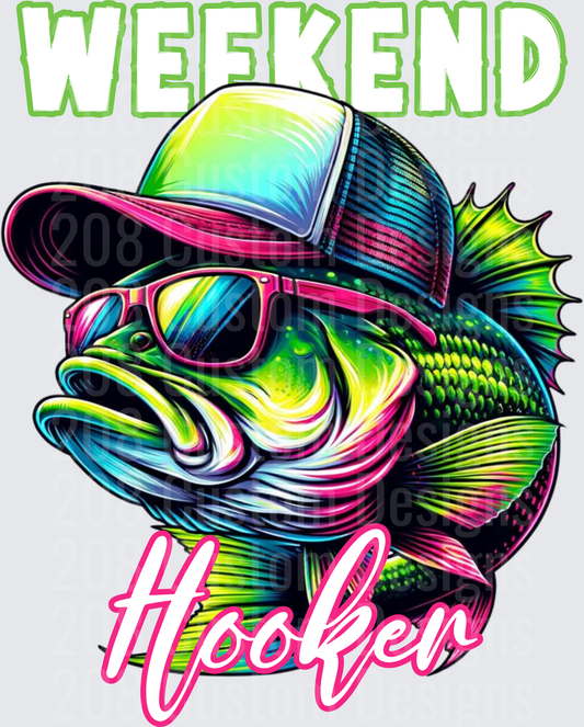 Weekend Hooker Bass Fish with Sunglasses and Trucker Hat