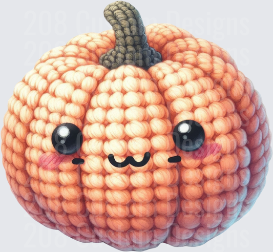 Crochet Pumpkin with Rosy Cheeks and Cute Smile