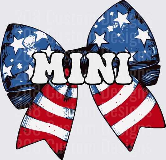 Mini American Flag Bow with Distressed Patriotic Design