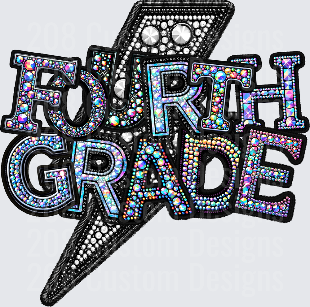 Fourth Grade Rhinestone Lightning Bolt