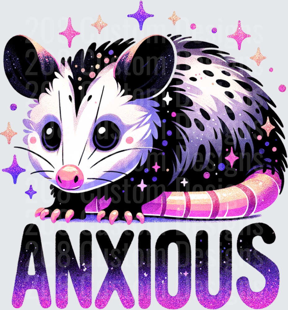 Anxious Galaxy Opossum with Sparkly Purple Stars