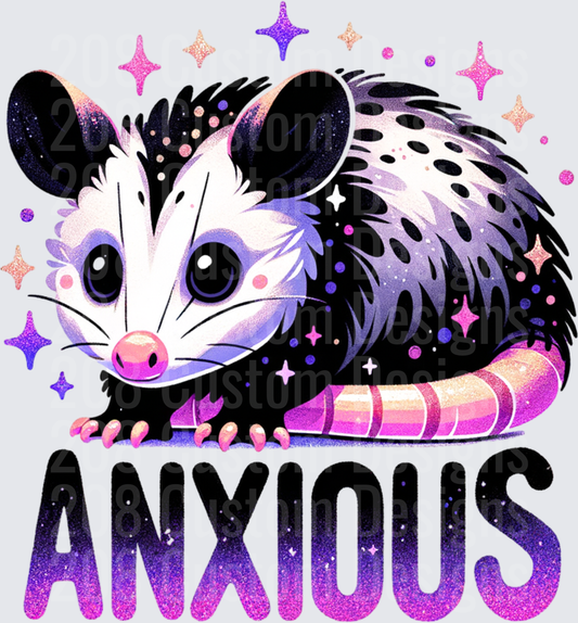 Anxious Galaxy Opossum with Sparkly Purple Stars