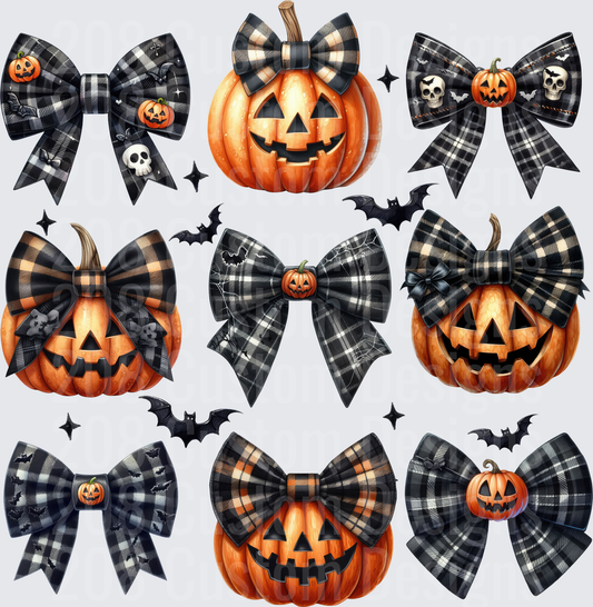 Halloween Plaid Bow Jack-O-Lantern Pumpkin