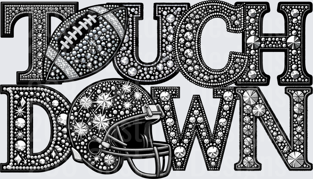 Touchdown Rhinestone Bling Football Helmet Graphic
