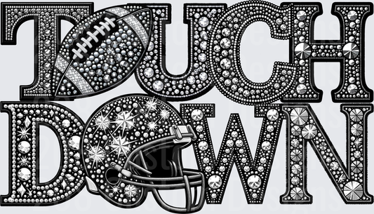 Touchdown Rhinestone Bling Football Helmet Graphic