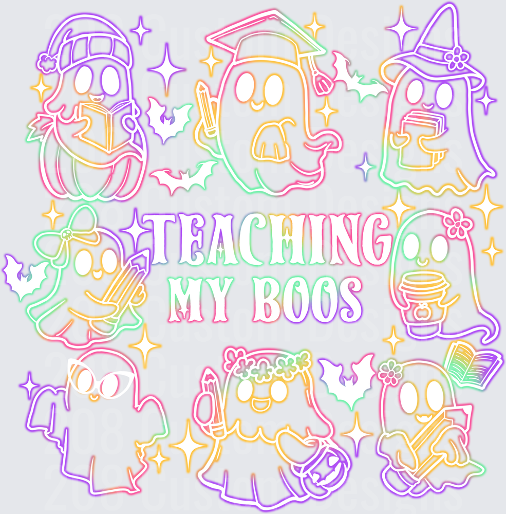 Teaching My Boos Halloween Ghost Teacher Rainbow Neon