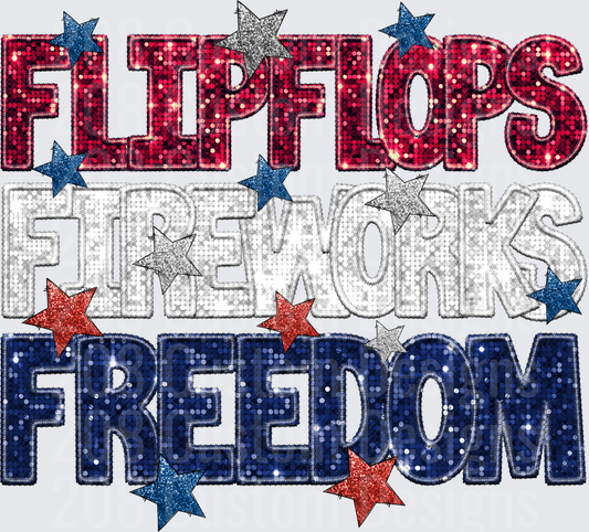 Flip Flops Fireworks Freedom Patriotic Red White Blue Stars