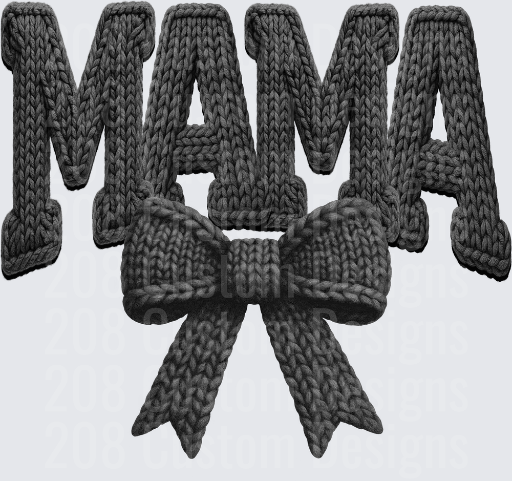 MAMA with Knitted Bow Mother's Day Design