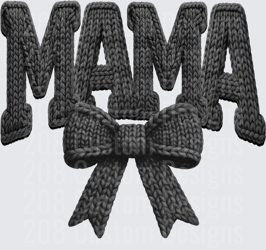 MAMA with Knitted Bow Mother's Day Design