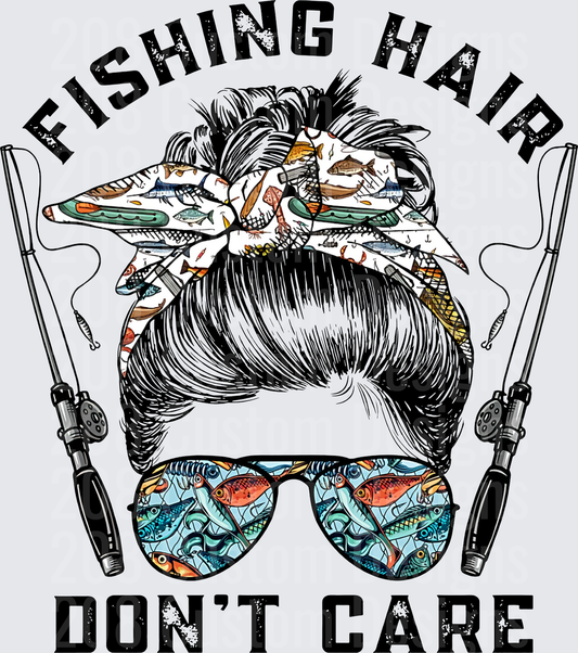 Fishing Hair Don't Care Messy Bun with Fish Pattern Sunglasses