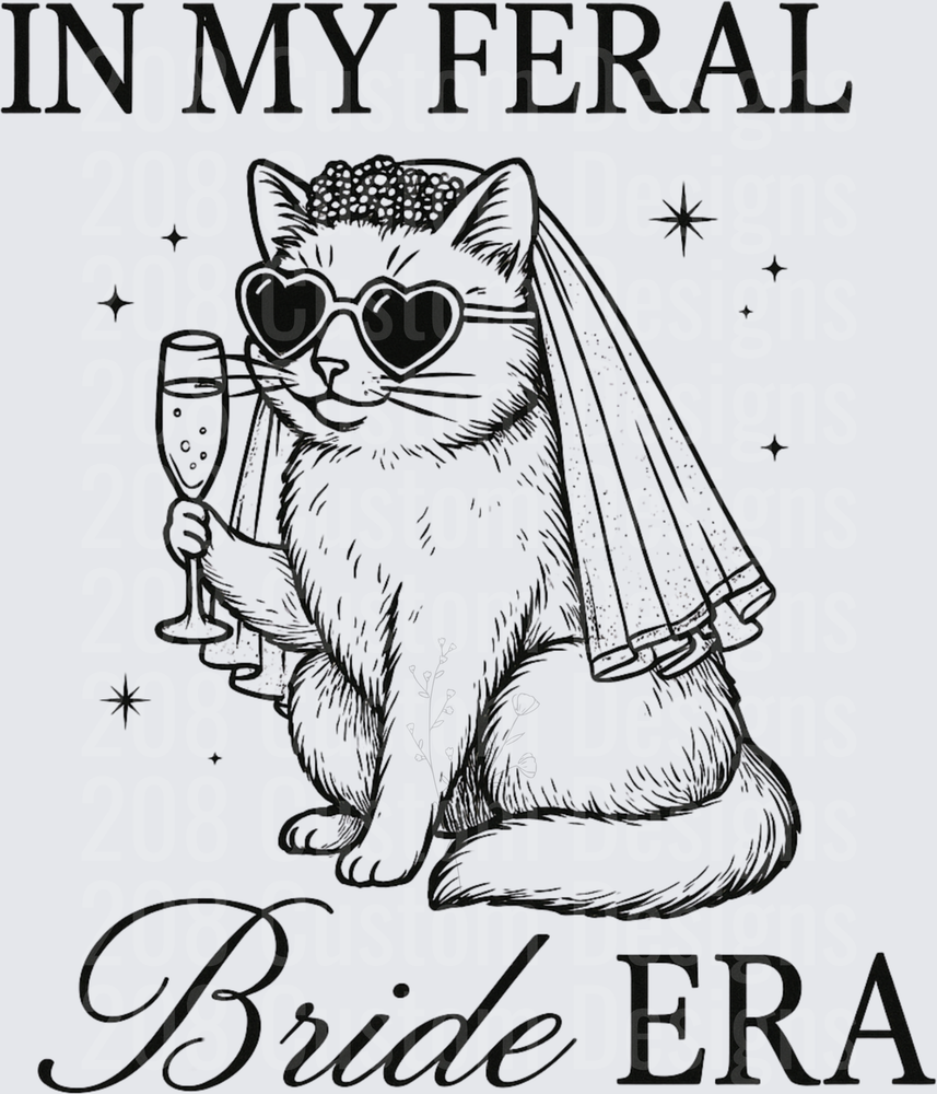 In My Feral Bride Era Cat with Heart Sunglasses and Veil