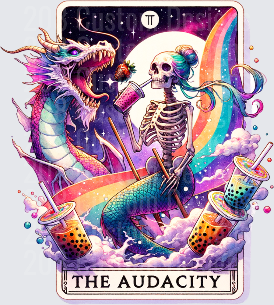 The Audacity Tarot Card Skeleton Mermaid Dragon Boba Tea