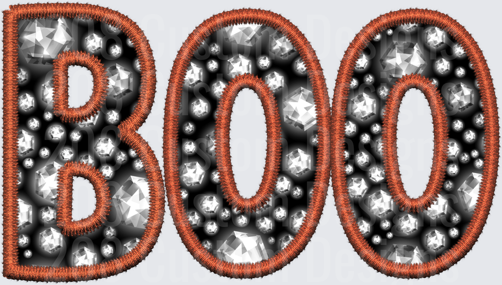 Halloween BOO Rhinestone Embroidery Patch Style Letters
