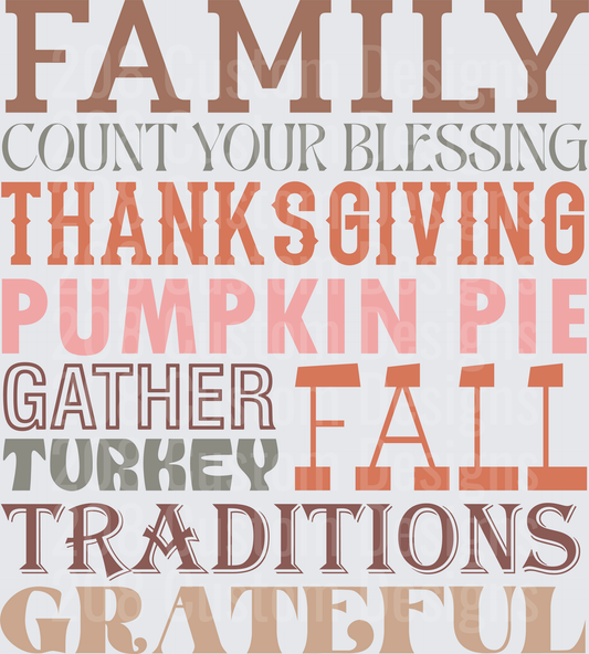 Thanksgiving Word Collage Family Grateful Traditions Fall