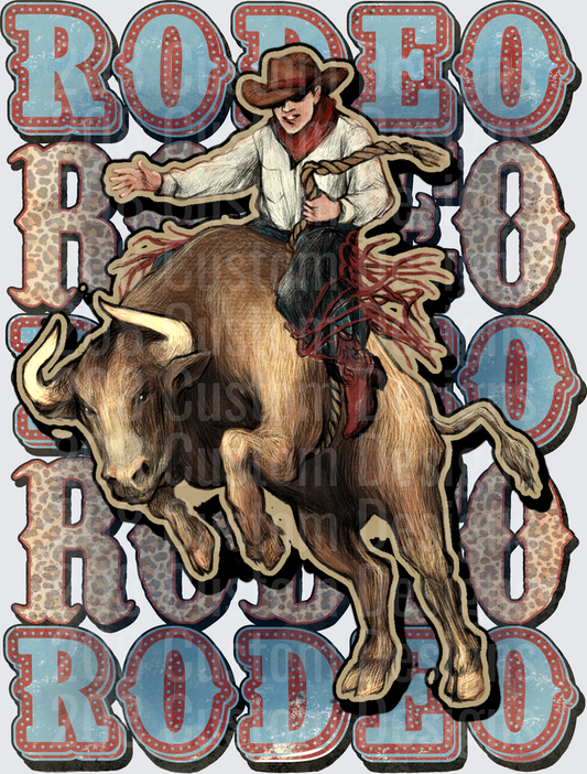 Rodeo Bull Rider Cowboy Western Vintage Style Design