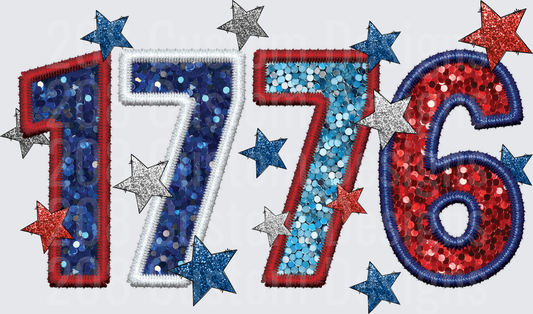 1776 Patriotic Sequin Numbers with Stars Fourth of July