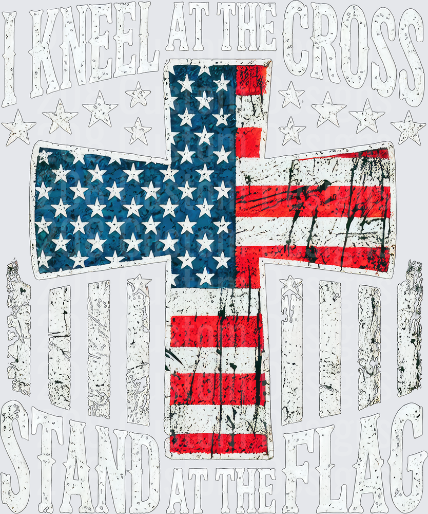 I Kneel At The Cross American Flag Christian Patriotic