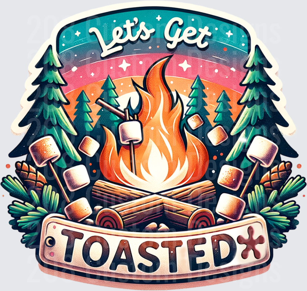 Let's Get Toasted Campfire Marshmallow Roasting Design