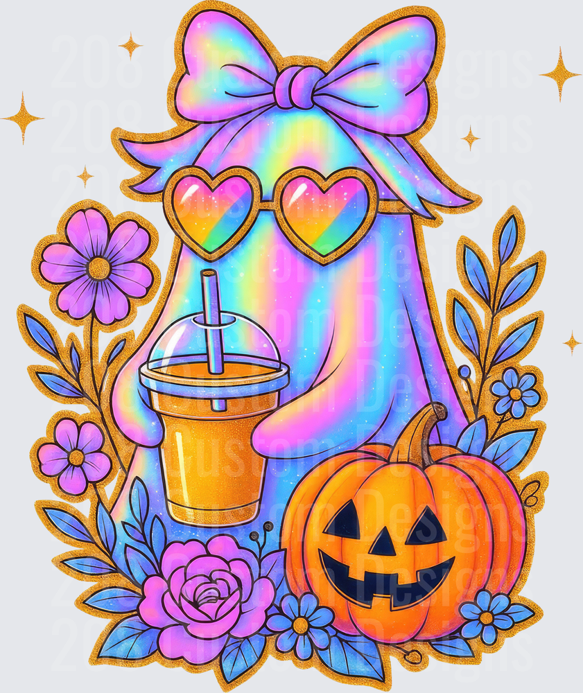 Holographic Ghost Heart Sunglasses Halloween Pumpkin