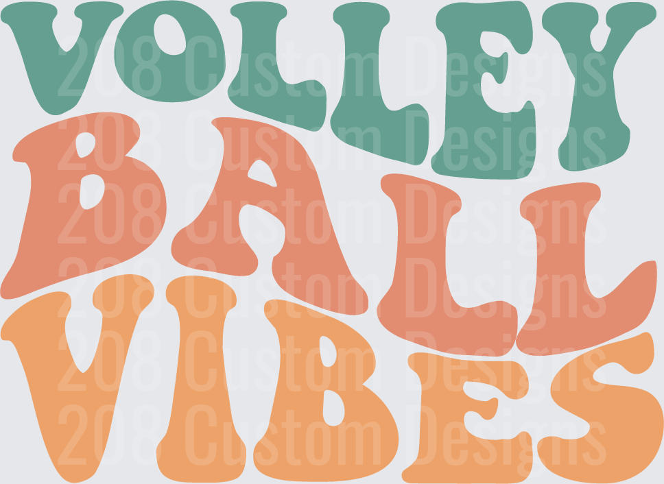 Volleyball Vibes Retro Wavy Groovy Text Design
