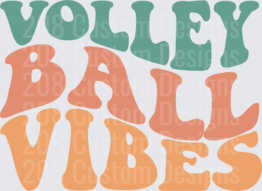 Volleyball Vibes Retro Wavy Groovy Text Design