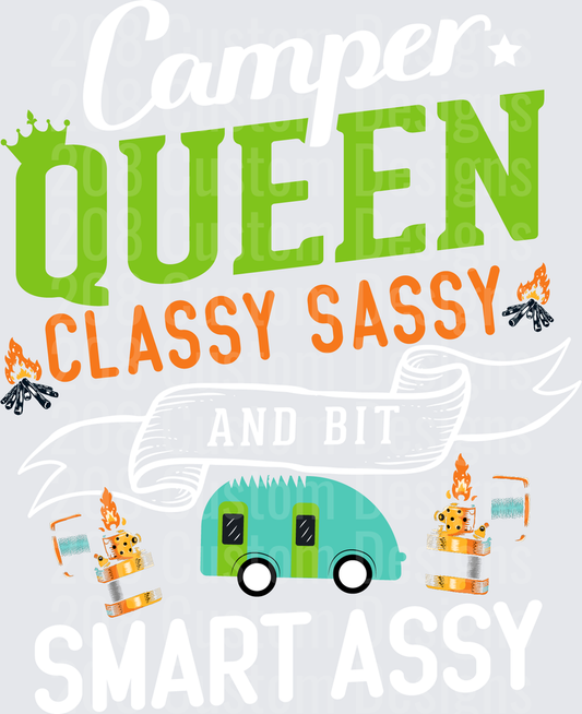 Queen Classy Sassy Camping RV Travel Trailer with Marshmallow Roasting