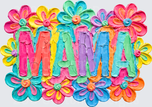 MAMA Colorful Floral Letters with Rainbow Flowers